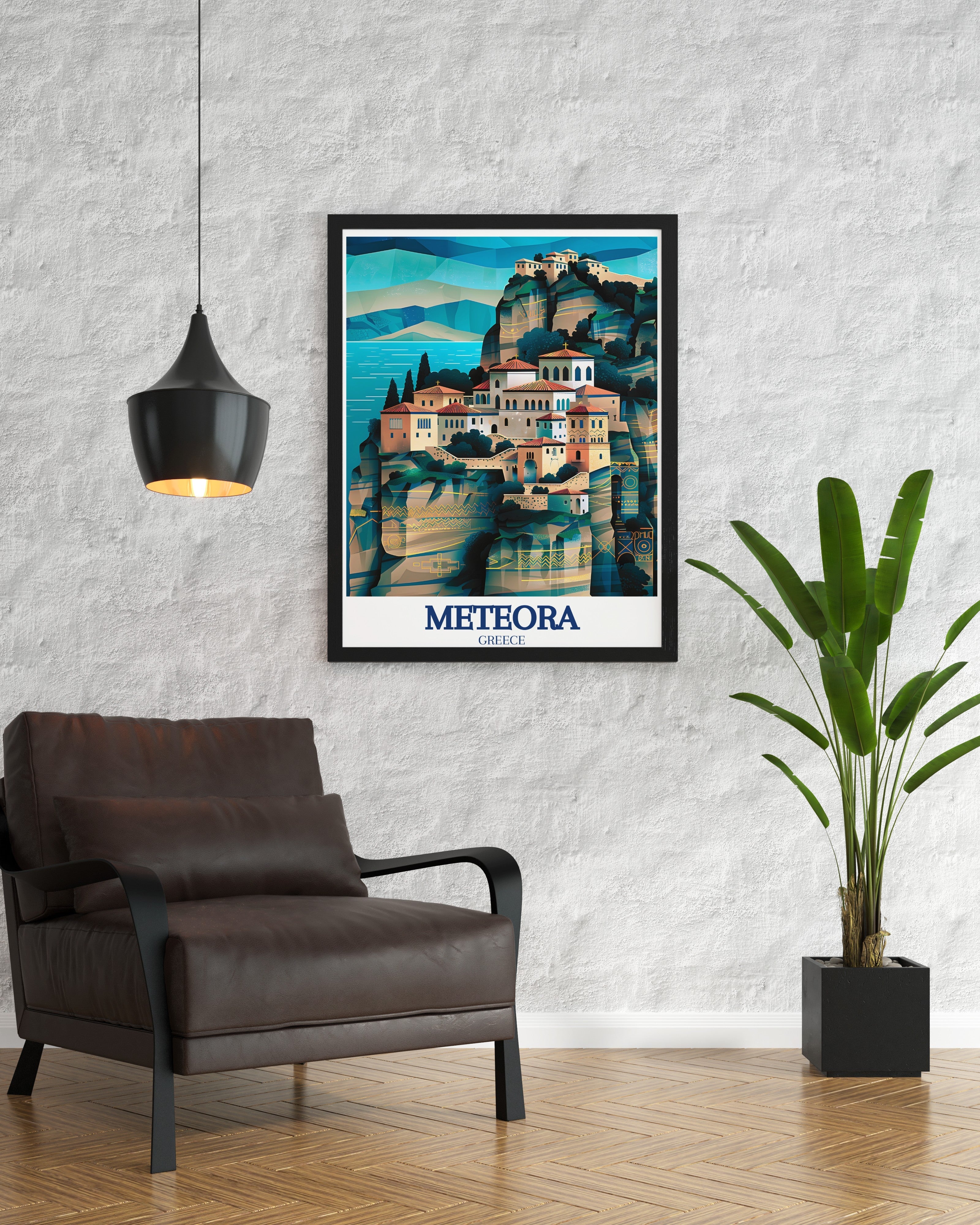 Meteora Travel Print - Varlaam Monastery Wall Art - Kalampaka Travel Poster - Kalampaka Wall Print-3