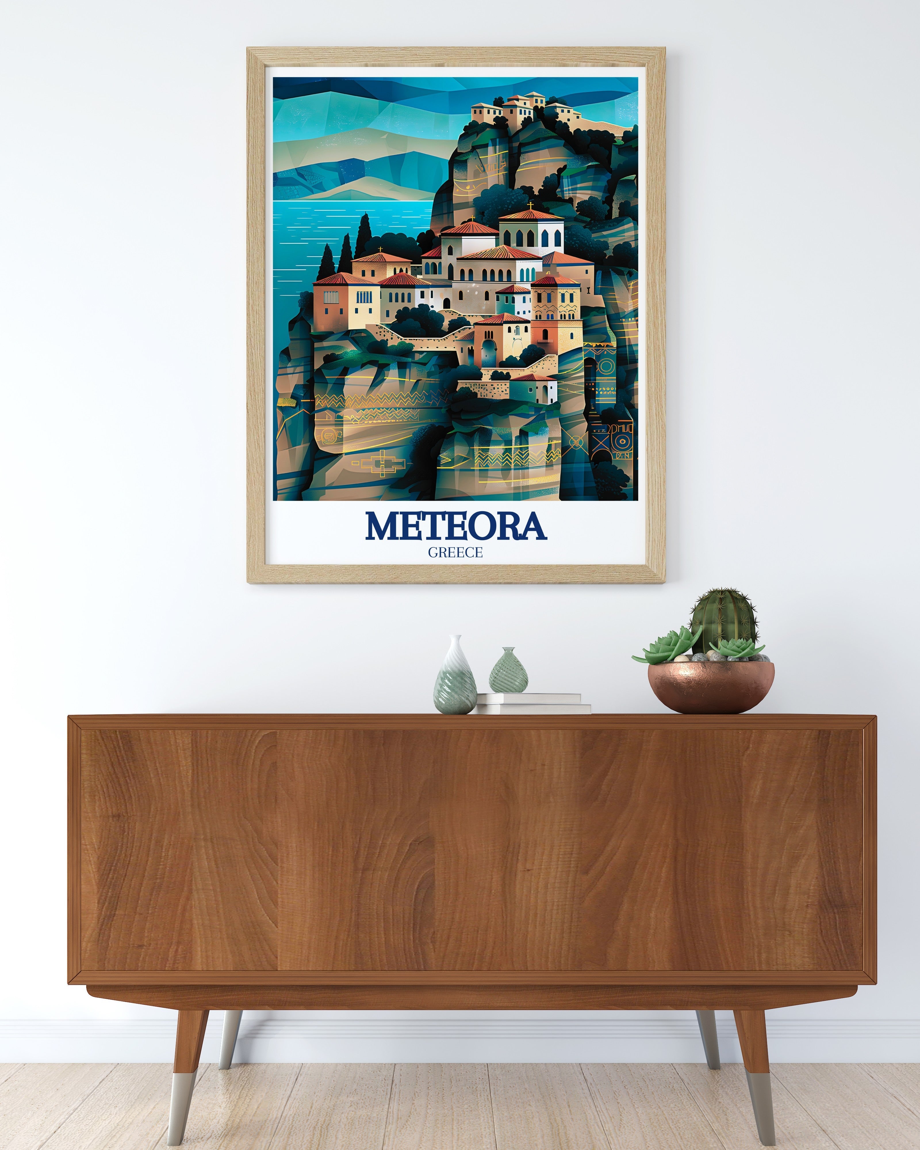 Meteora Travel Print - Varlaam Monastery Wall Art - Kalampaka Travel Poster - Kalampaka Wall Print-4