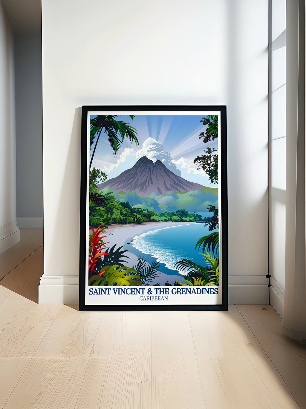 Saint Vincent and The Grenadines Poster - La SoufriÃ¨re Volcano Art Print - Caribbean Island Wall Print - Caribbean Island Travel Poster-0