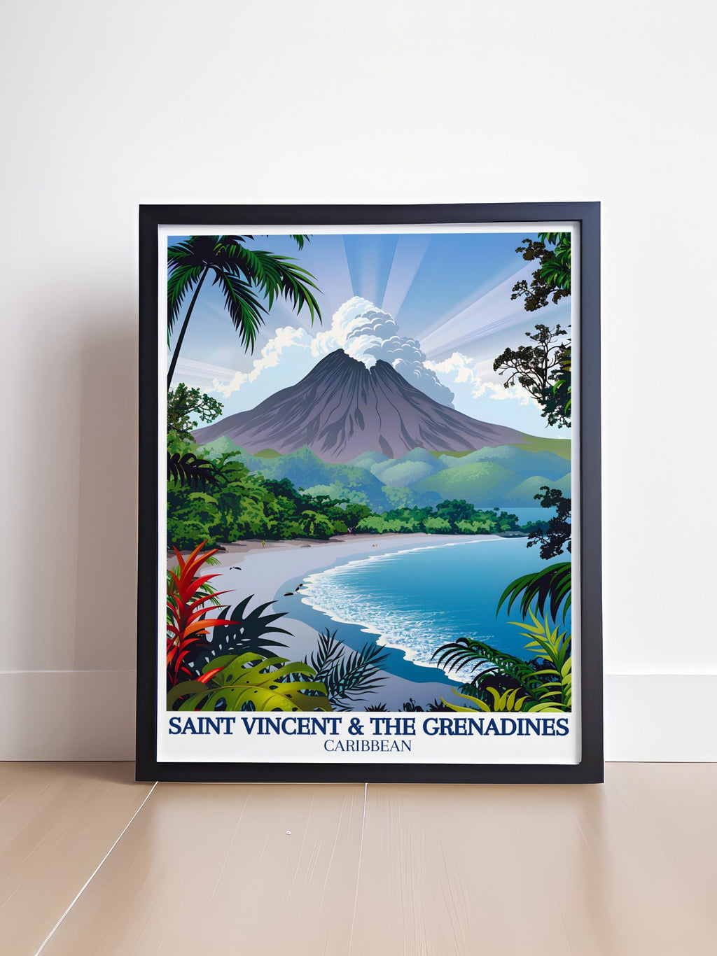 Saint Vincent and The Grenadines Poster - La SoufriÃ¨re Volcano Art Print - Caribbean Island Wall Print - Caribbean Island Travel Poster-1