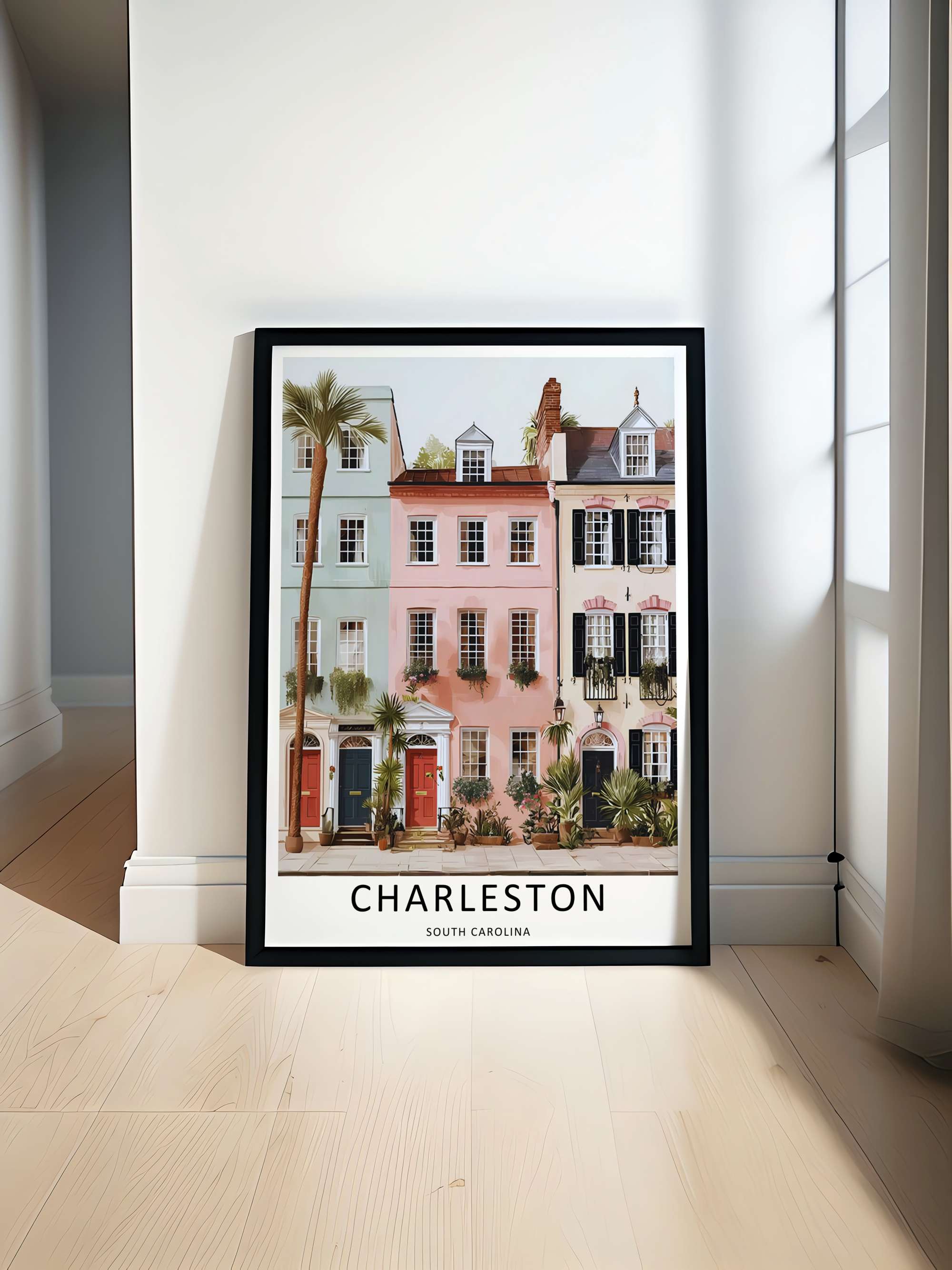 Charleston South Carolina Poster: Historic Row House Architecture Wall Art-3