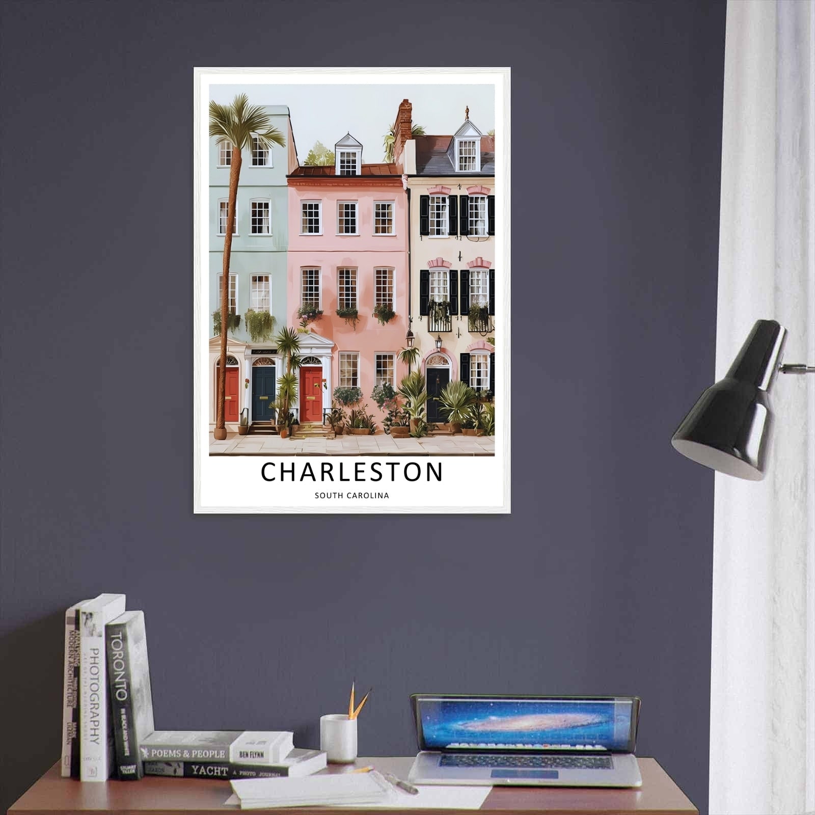Charleston South Carolina Poster: Historic Row House Architecture Wall Art-1