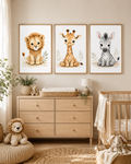 Safari Nursery Wall Art Digital Download Set of 3 | Lion Giraffe Zebra Prints