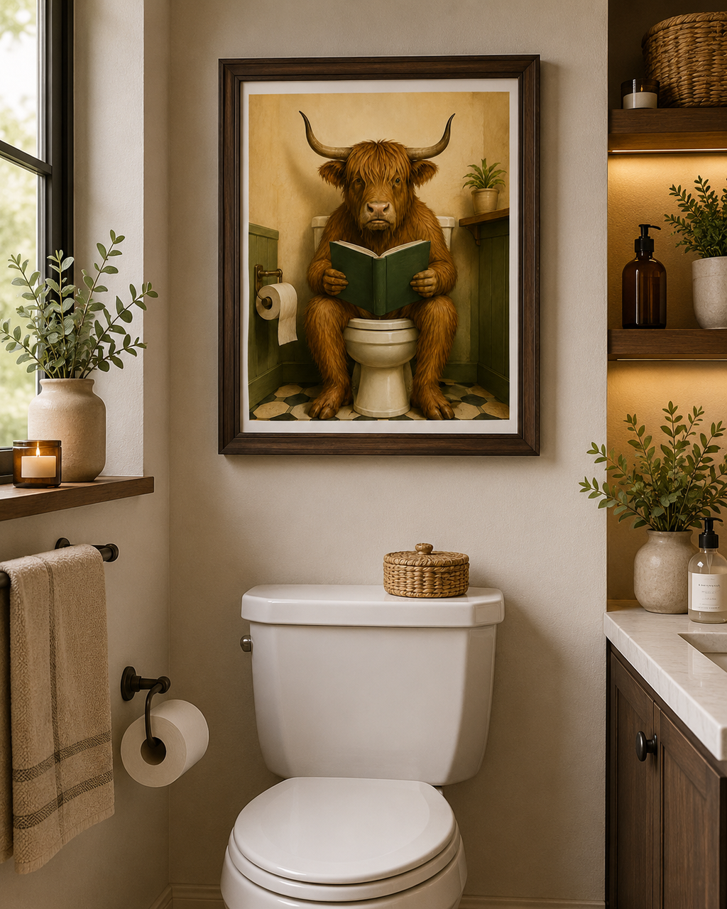 Funny Animal Toilet Print Set | Bathroom Wall Art | Quirky Animal Bathroom Decor | Farmhouse Guest Toilet Prints (Digital)