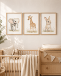 Nursery Animal Wall Art Print Set | Cute Baby Room Prints (Digital)