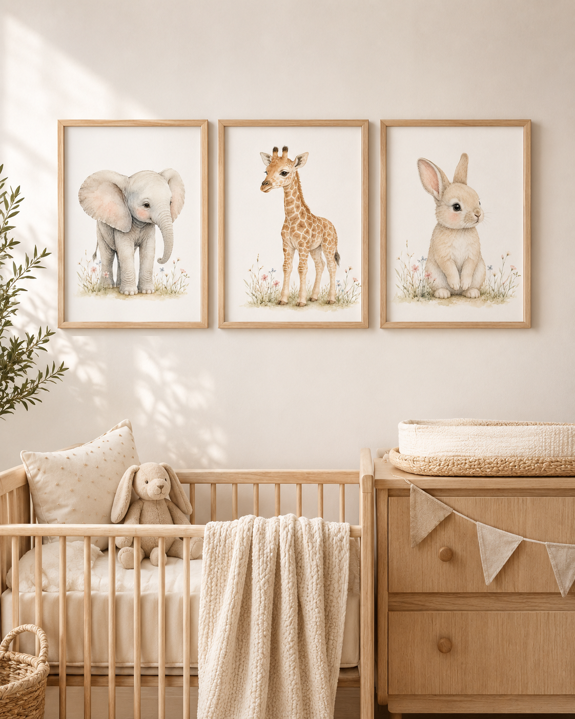 Nursery Animal Wall Art Print Set | Cute Baby Room Prints (Digital)