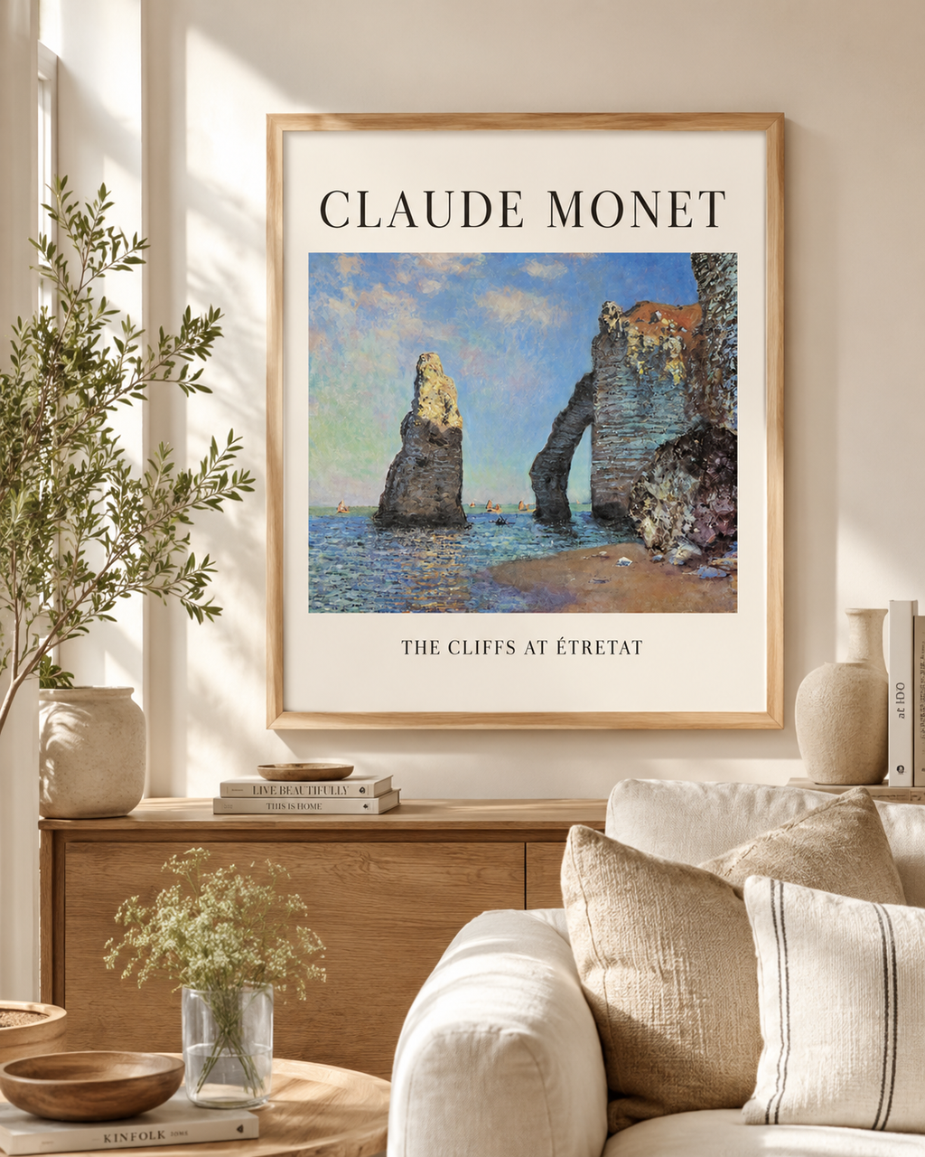 Framed Claude Monet Cliffs at Étretat Print | Coastal Wall Art