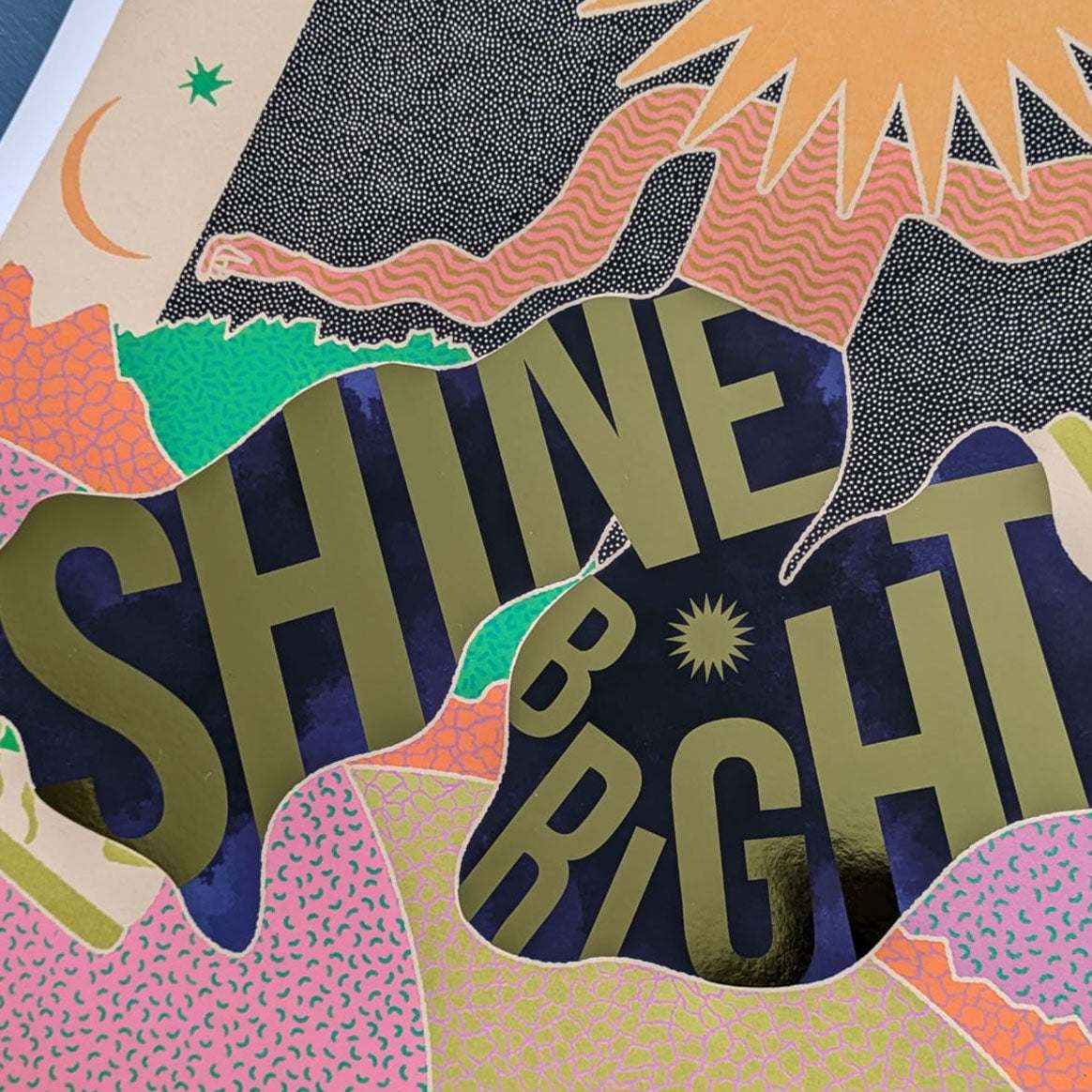 Limited Edition: Shine Bright A3 Gold Foiled Art Print