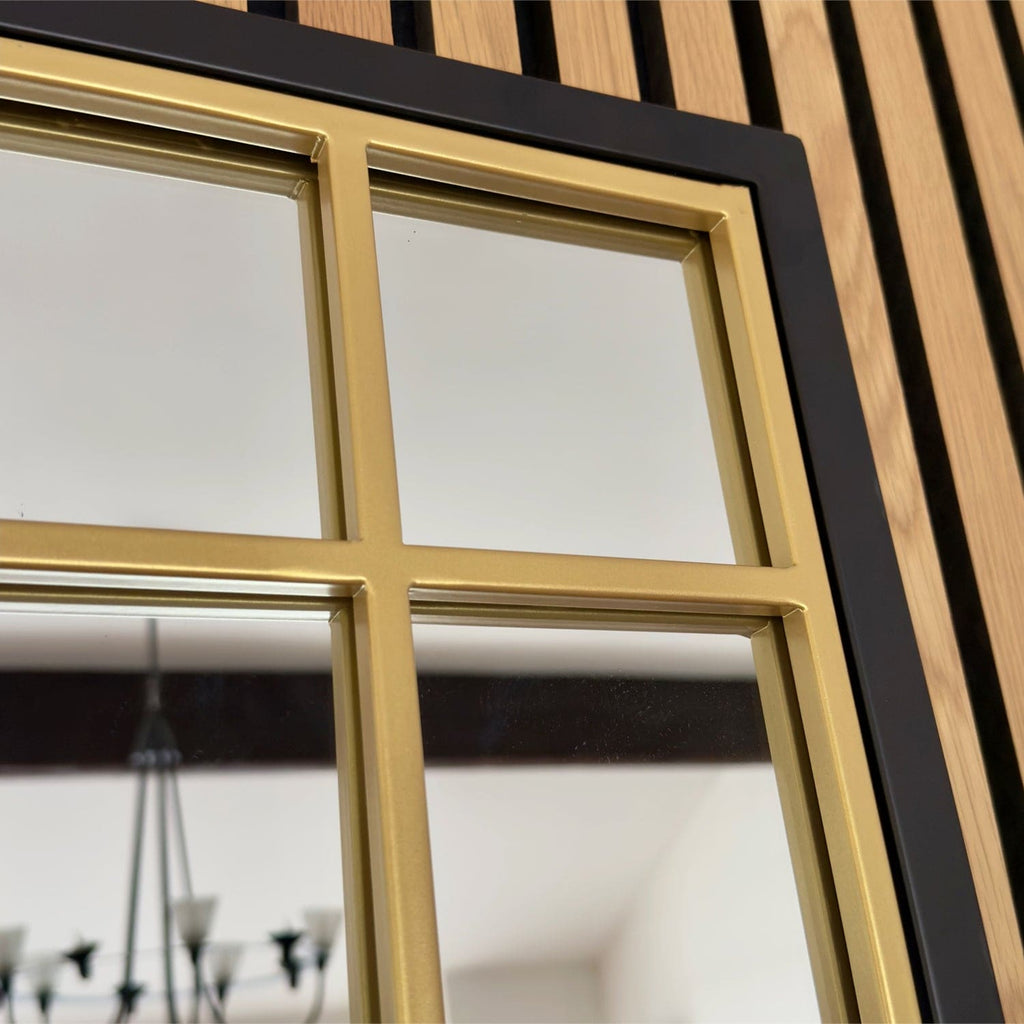 Aimi - Black & Gold Metal Rectangle Window Mirror - 95cm x 120cm-2
