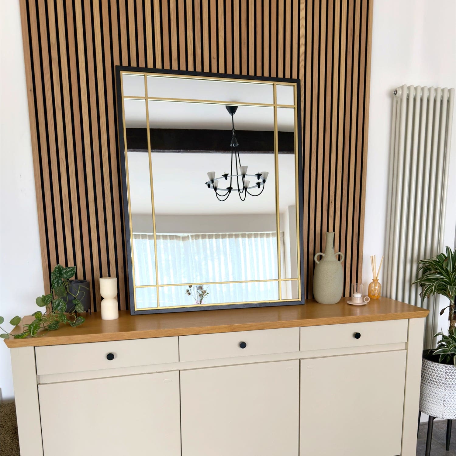 Aimi - Black & Gold Metal Rectangle Window Mirror - 95cm x 120cm-4