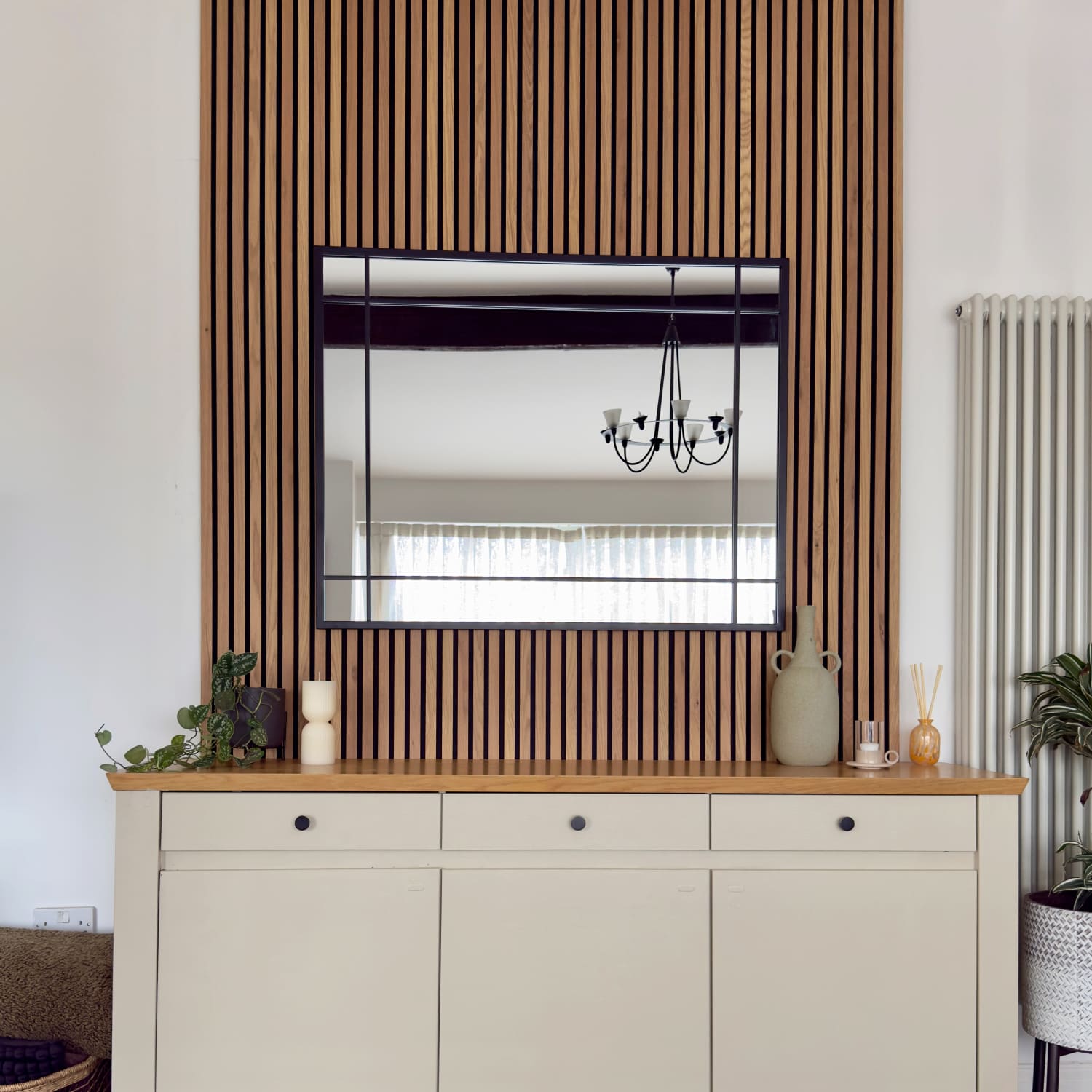Aimi - Black Metal Rectangle Window Mirror - 95cm x 120cm.-1