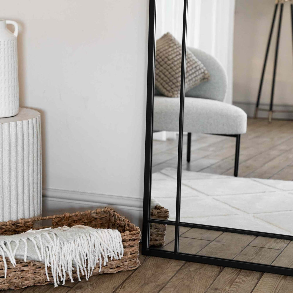 Aimi - Full Length Black Metal Rectangle Window Mirror - 180cm x 105cm.-3