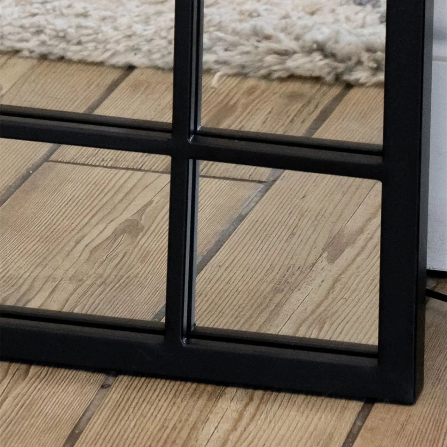 Aimi - Full Length Black Metal Rectangle Window Mirror - 180cm x 105cm.-1