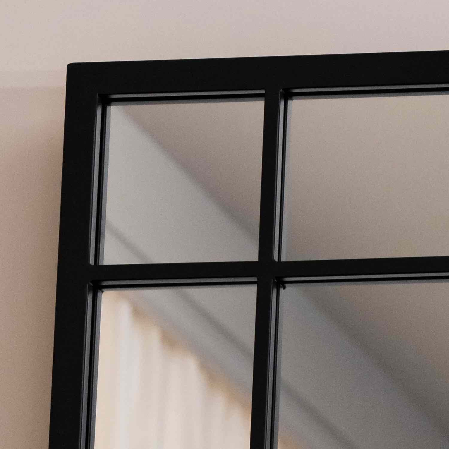 Aimi - Full Length Black Metal Rectangle Window Mirror - 180cm x 105cm.-2