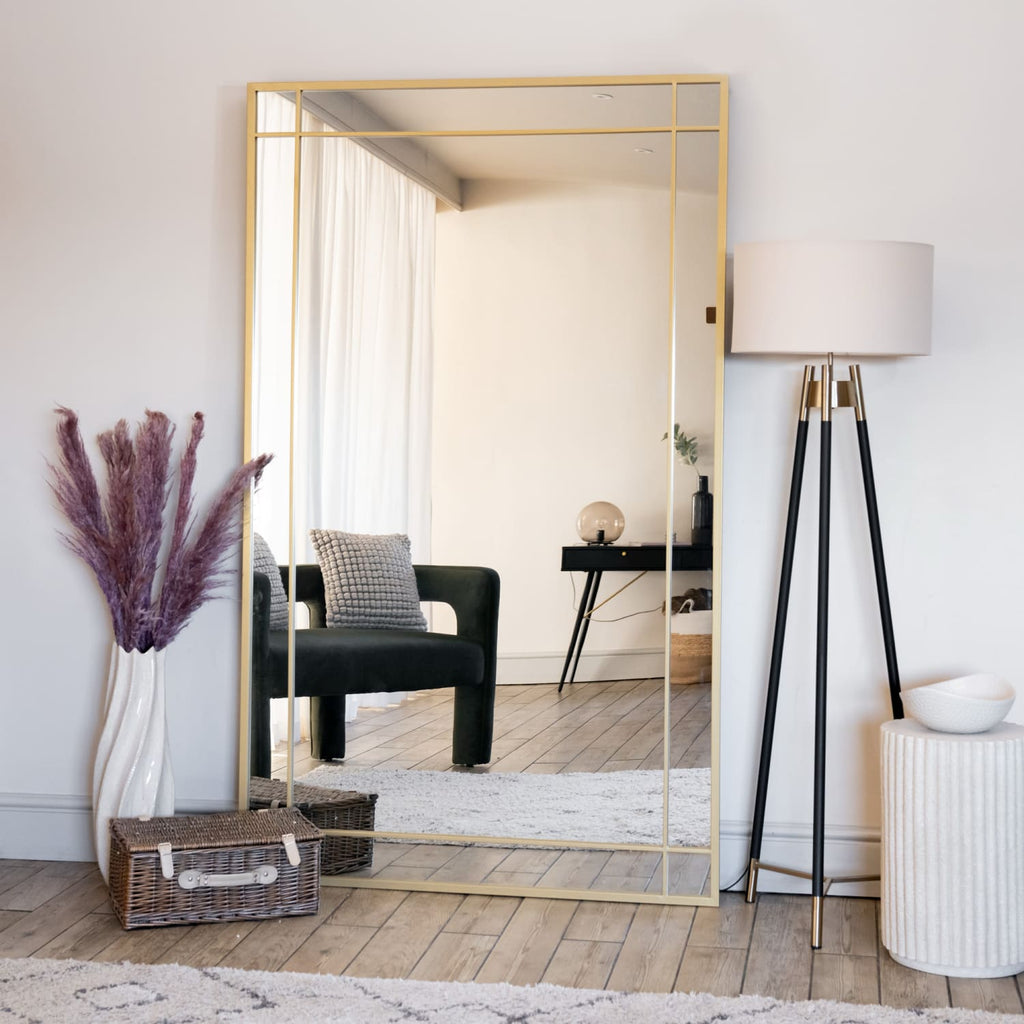 Aimi - Full Length Gold Metal Rectangle Window Mirror - 200cm x 120cm-3