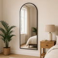 Akiko - Full Length Black Metal Arched Mirror - 160cm x 60cm-0
