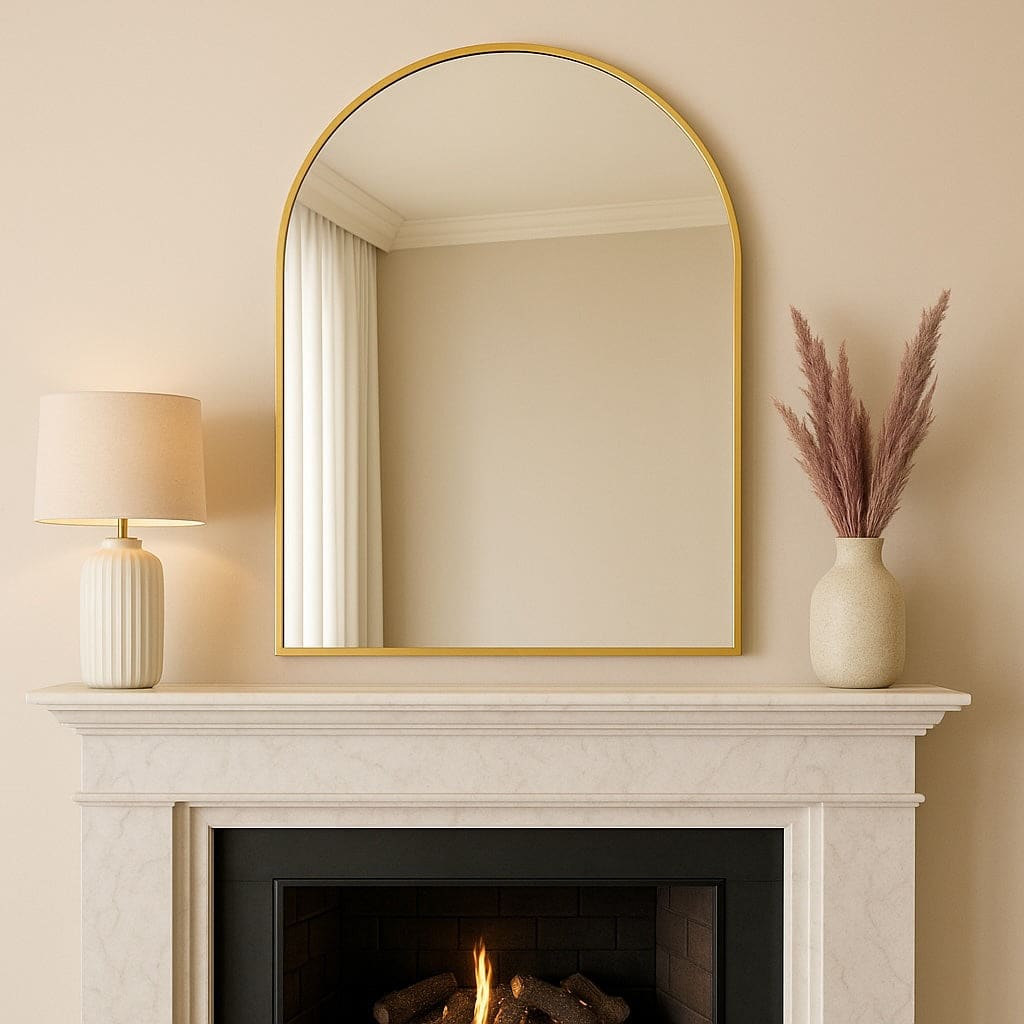 Akiko - Gold Metal Arched Mirror - 120cm x 95cm-3