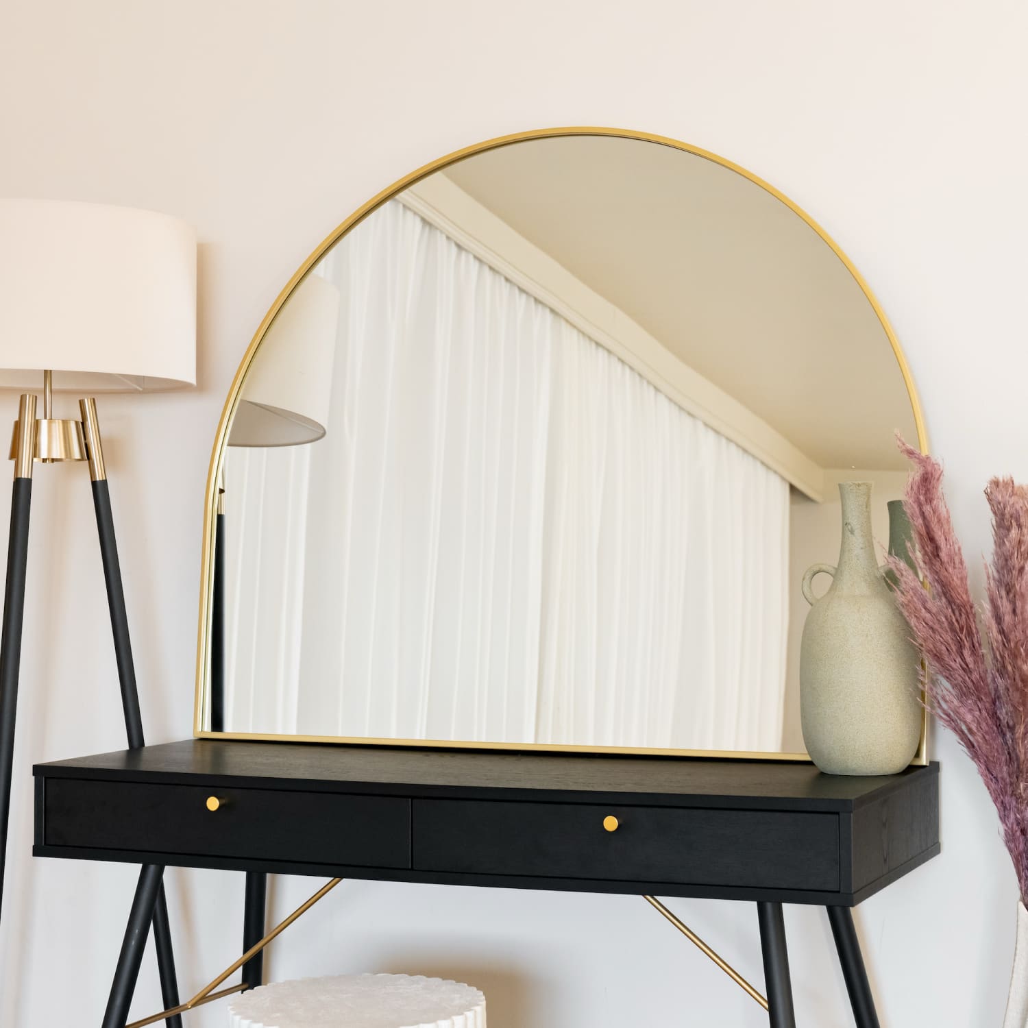 Akiko - Gold Metal Arched Mirror - 95cm x 120cm-0