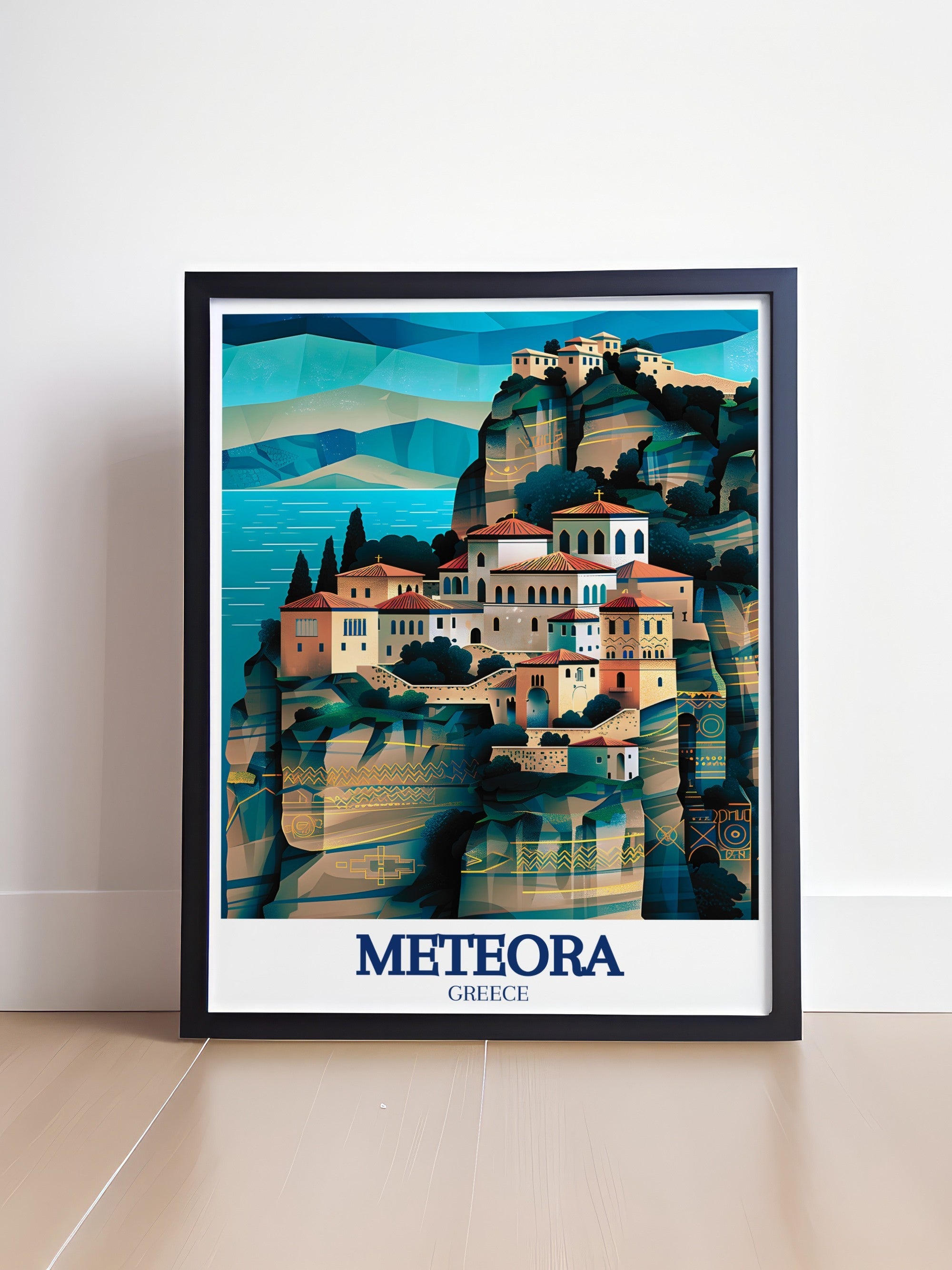 Meteora Travel Print - Varlaam Monastery Wall Art - Kalampaka Travel Poster - Kalampaka Wall Print-1