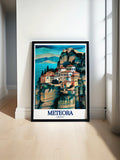 Meteora Travel Print - Varlaam Monastery Wall Art - Kalampaka Travel Poster - Kalampaka Wall Print-0