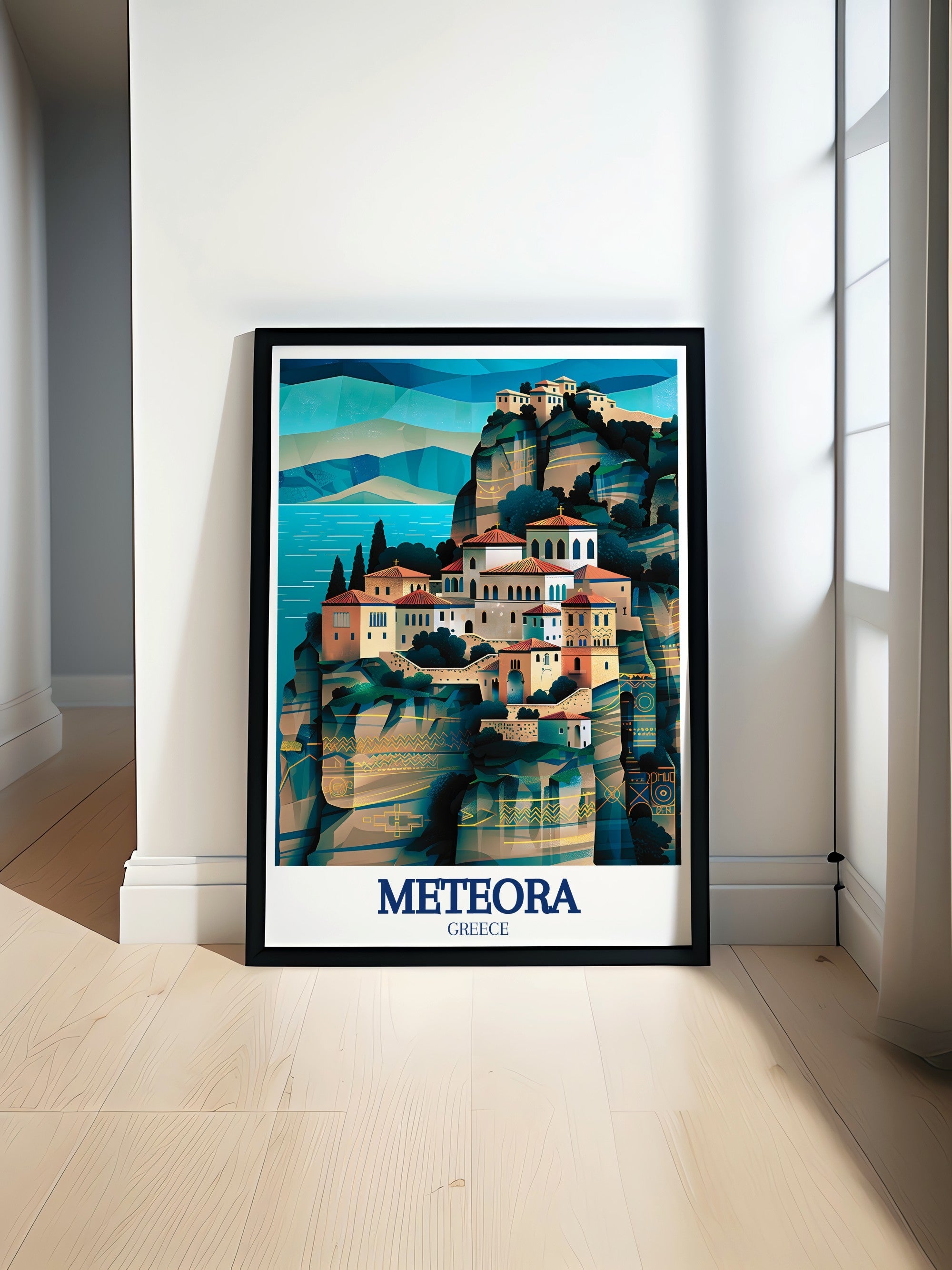 Meteora Travel Print - Varlaam Monastery Wall Art - Kalampaka Travel Poster - Kalampaka Wall Print-0