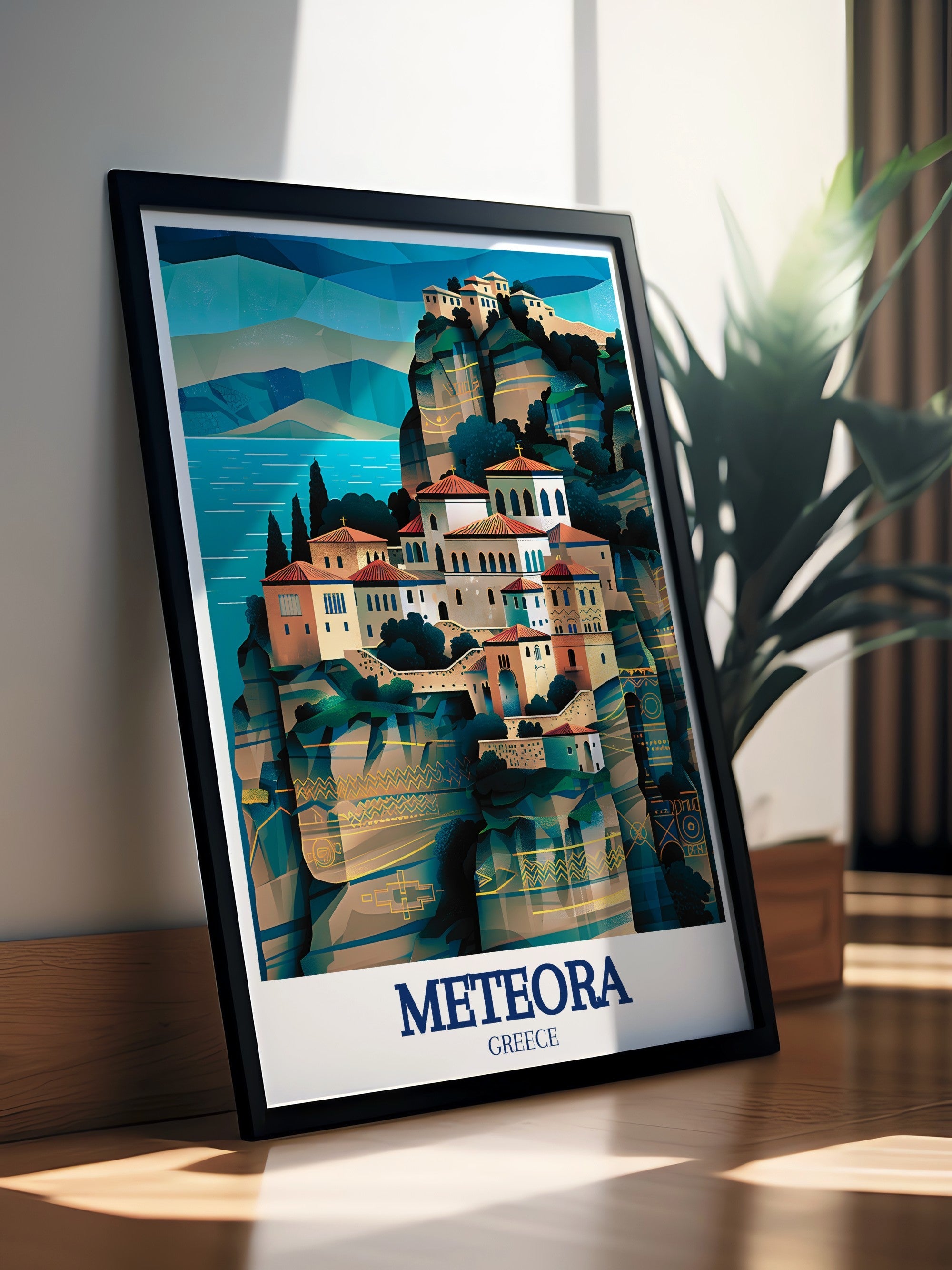 Meteora Travel Print - Varlaam Monastery Wall Art - Kalampaka Travel Poster - Kalampaka Wall Print-2