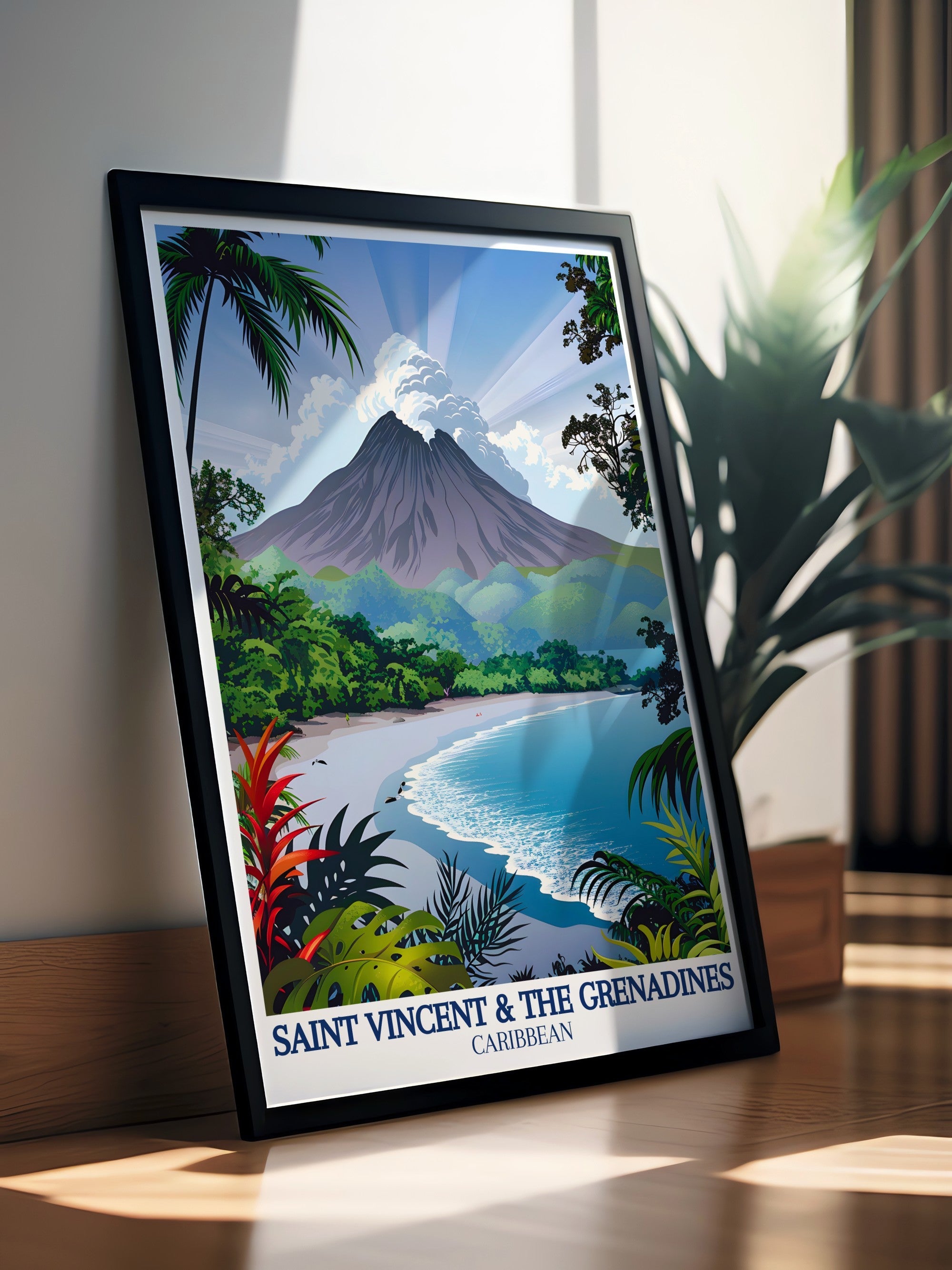 Saint Vincent and The Grenadines Poster - La SoufriÃ¨re Volcano Art Print - Caribbean Island Wall Print - Caribbean Island Travel Poster-3