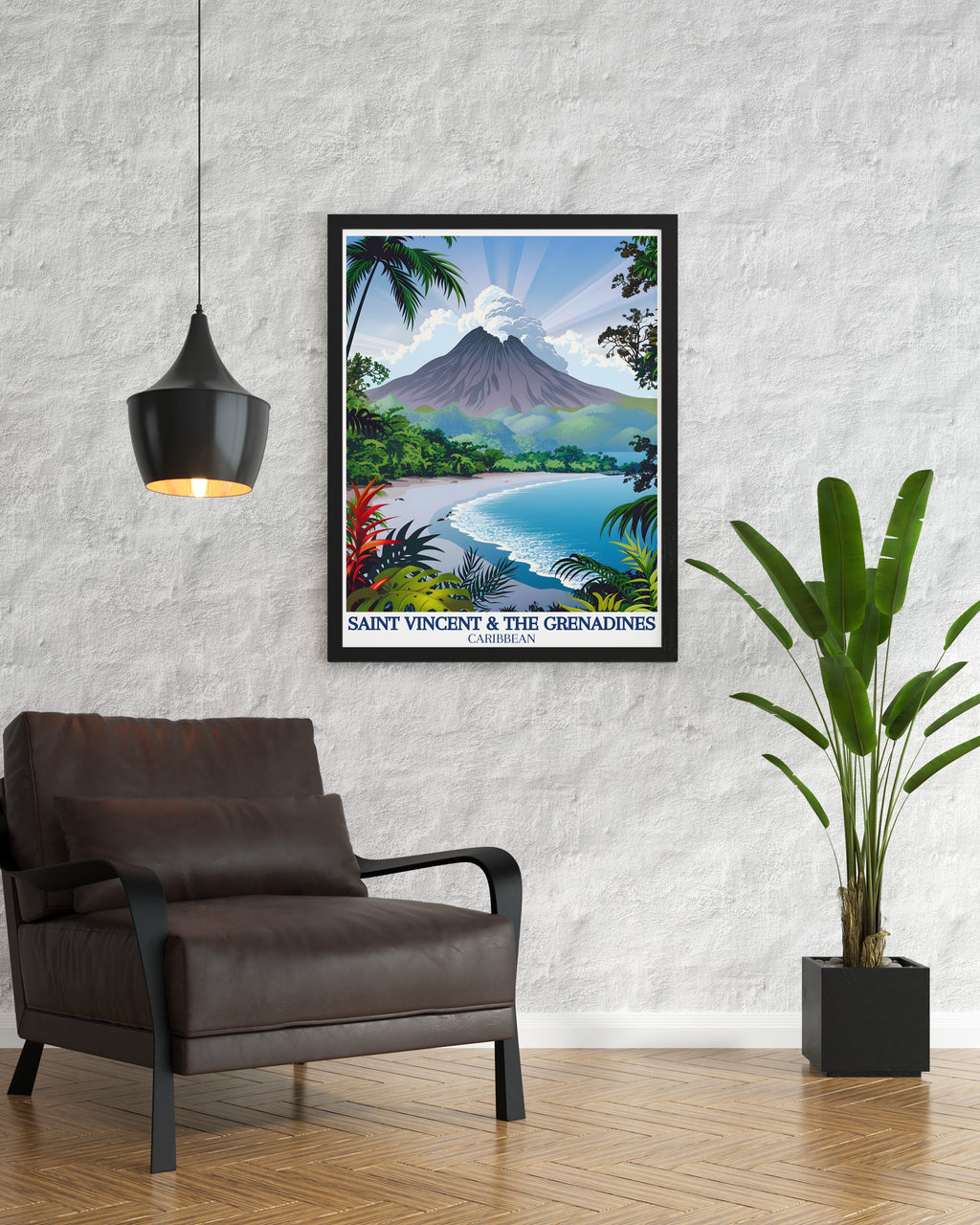 Saint Vincent and The Grenadines Poster - La SoufriÃ¨re Volcano Art Print - Caribbean Island Wall Print - Caribbean Island Travel Poster-2