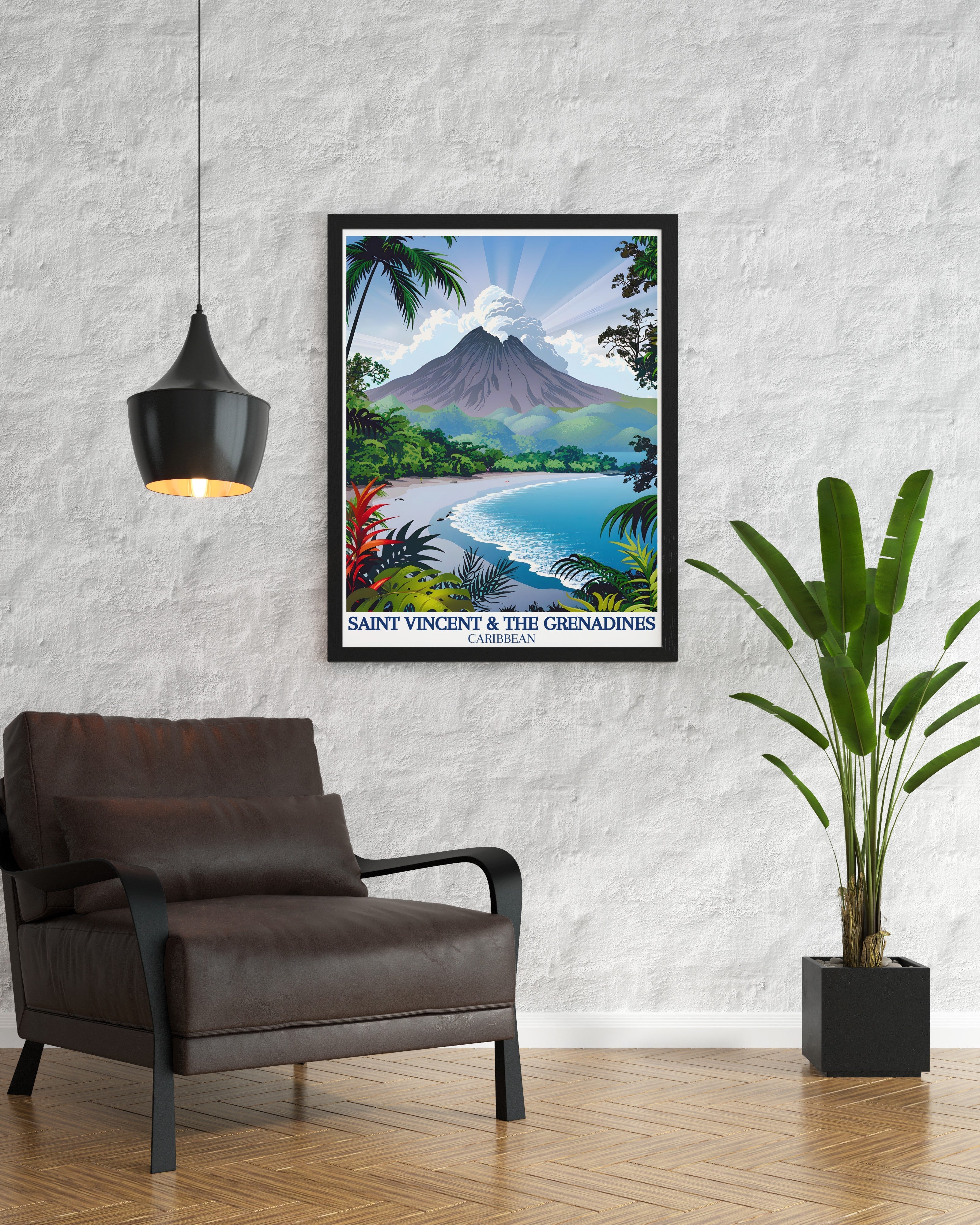 Saint Vincent and The Grenadines Poster - La SoufriÃ¨re Volcano Art Print - Caribbean Island Wall Print - Caribbean Island Travel Poster-2