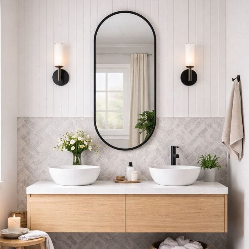 Emi - Black Metal Runway Oval Mirror - 120cm x 40cm-2