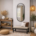Emi - Black Metal Runway Oval Mirror - 120cm x 40cm-0