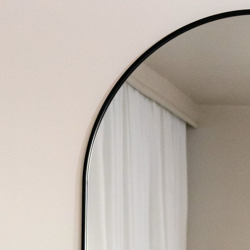 Emi - Black Metal Runway Oval Mirror - 120cm x 40cm-3