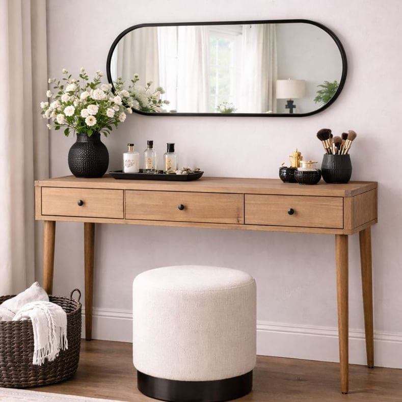 Emi - Black Metal Runway Oval Mirror - 120cm x 40cm-1