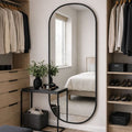 Emi - Full Length Black Metal Runway Oval Mirror - 180cm x 80cm-0
