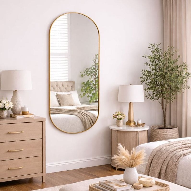 Emi - Full Length Gold Metal Runway Oval Mirror - 150cm x 60cm-3