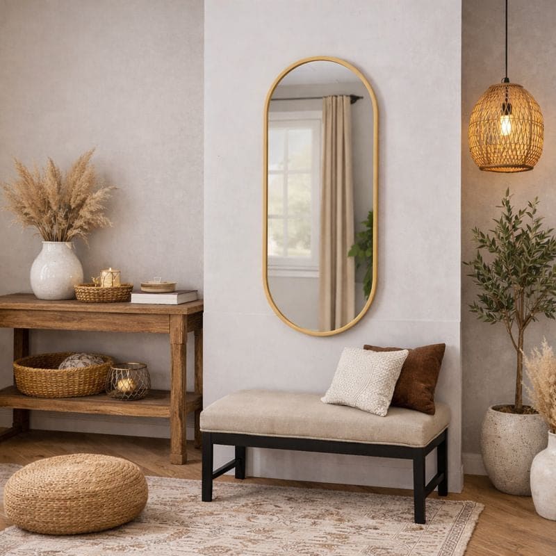 Emi - Gold Metal Runway Oval Mirror - 120cm x 40cm-2