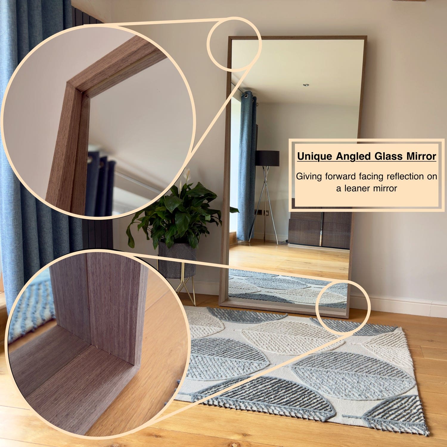 Hanaka - Full Length Natural Oak Rectangle Mirror - 200cm x 100cm-2