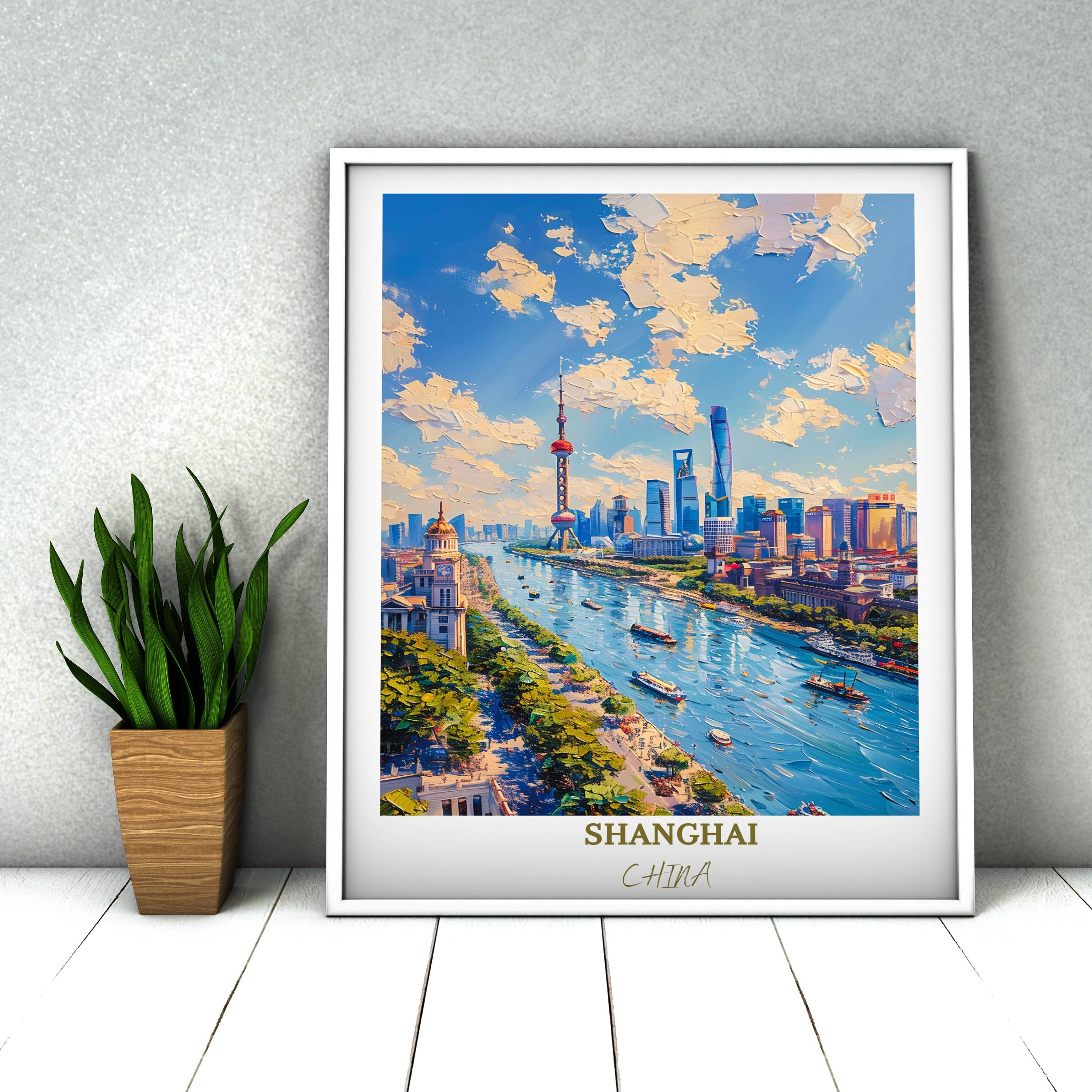 Shanghai Travel Print Wall Decor The Bund Travel Print Art Print Shanghai Wall Hanging Home Décor Gift Shanghai Art Lovers China-3