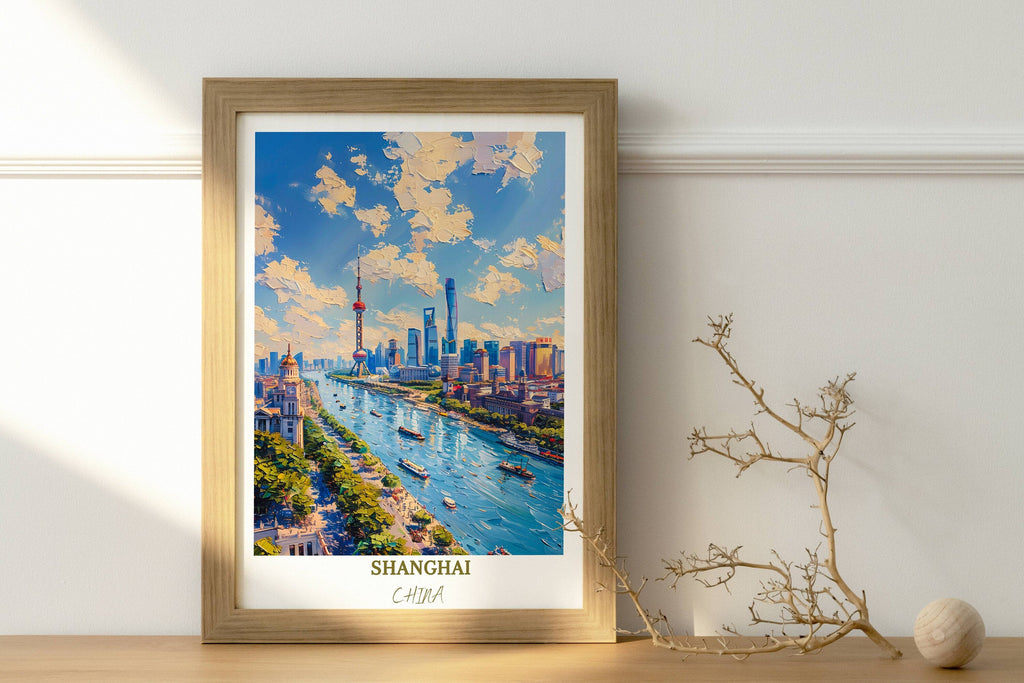 Shanghai Travel Print Wall Decor The Bund Travel Print Art Print Shanghai Wall Hanging Home Décor Gift Shanghai Art Lovers China-4