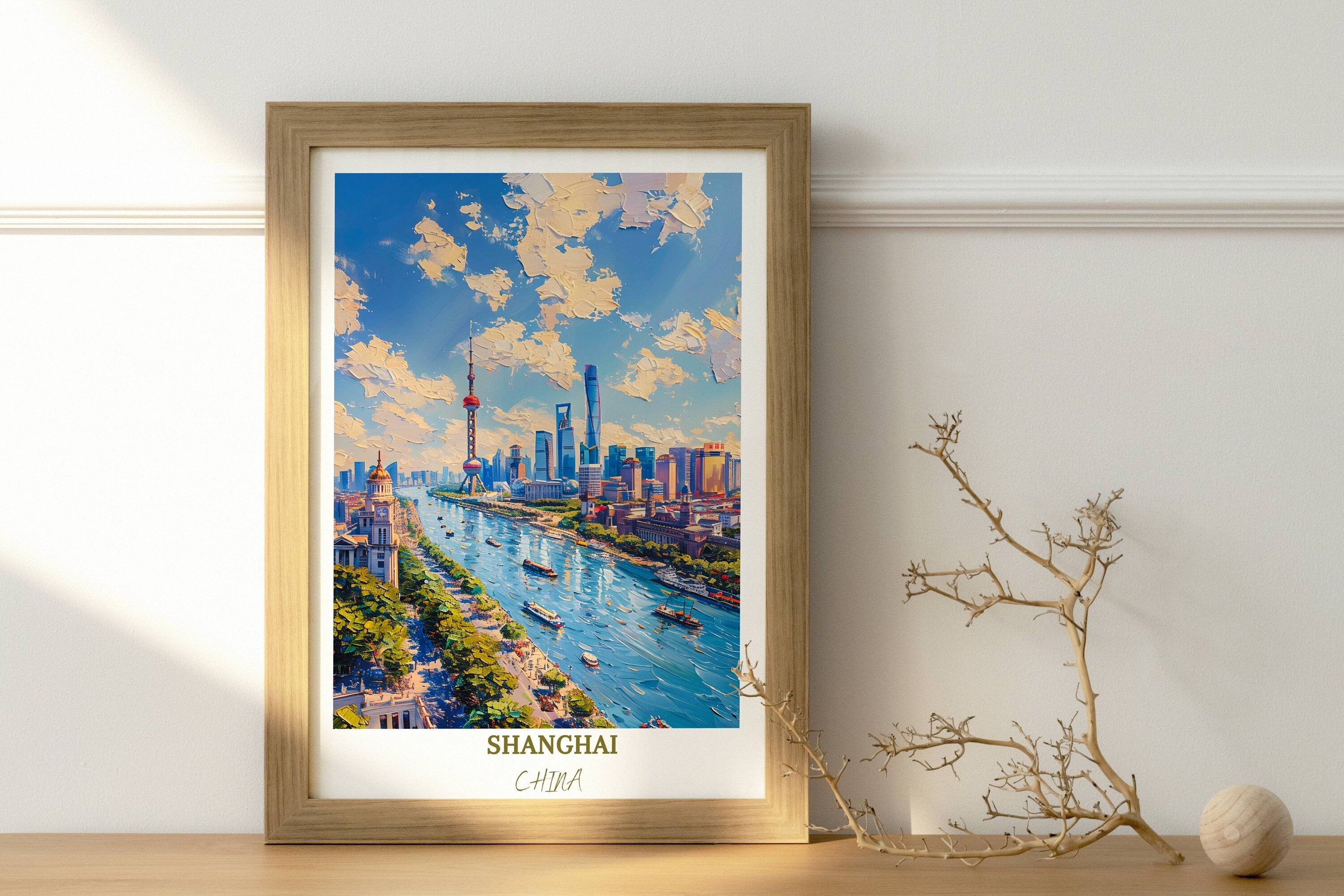 Shanghai Travel Print Wall Decor The Bund Travel Print Art Print Shanghai Wall Hanging Home Décor Gift Shanghai Art Lovers China-4