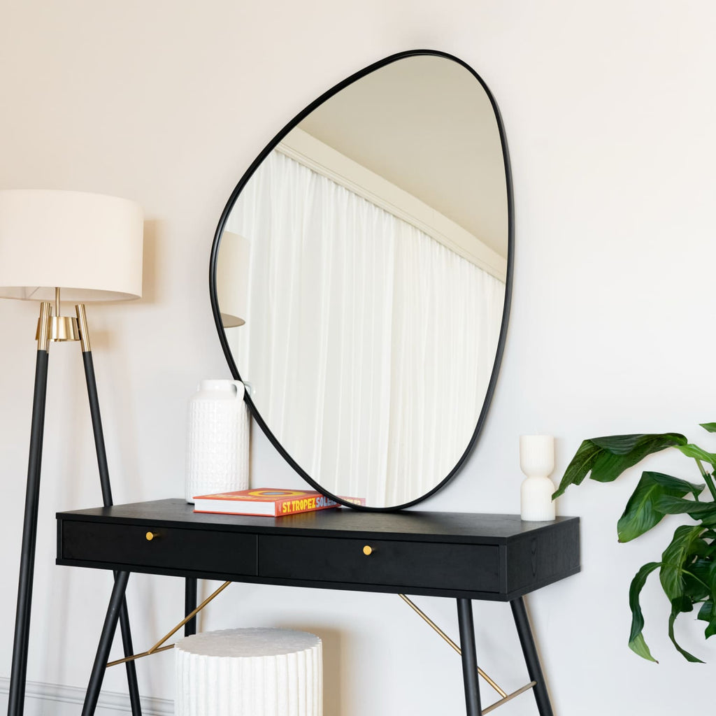 Izumi - Black Metal Irregular Pebble Mirror - 120cm x 90cm-3