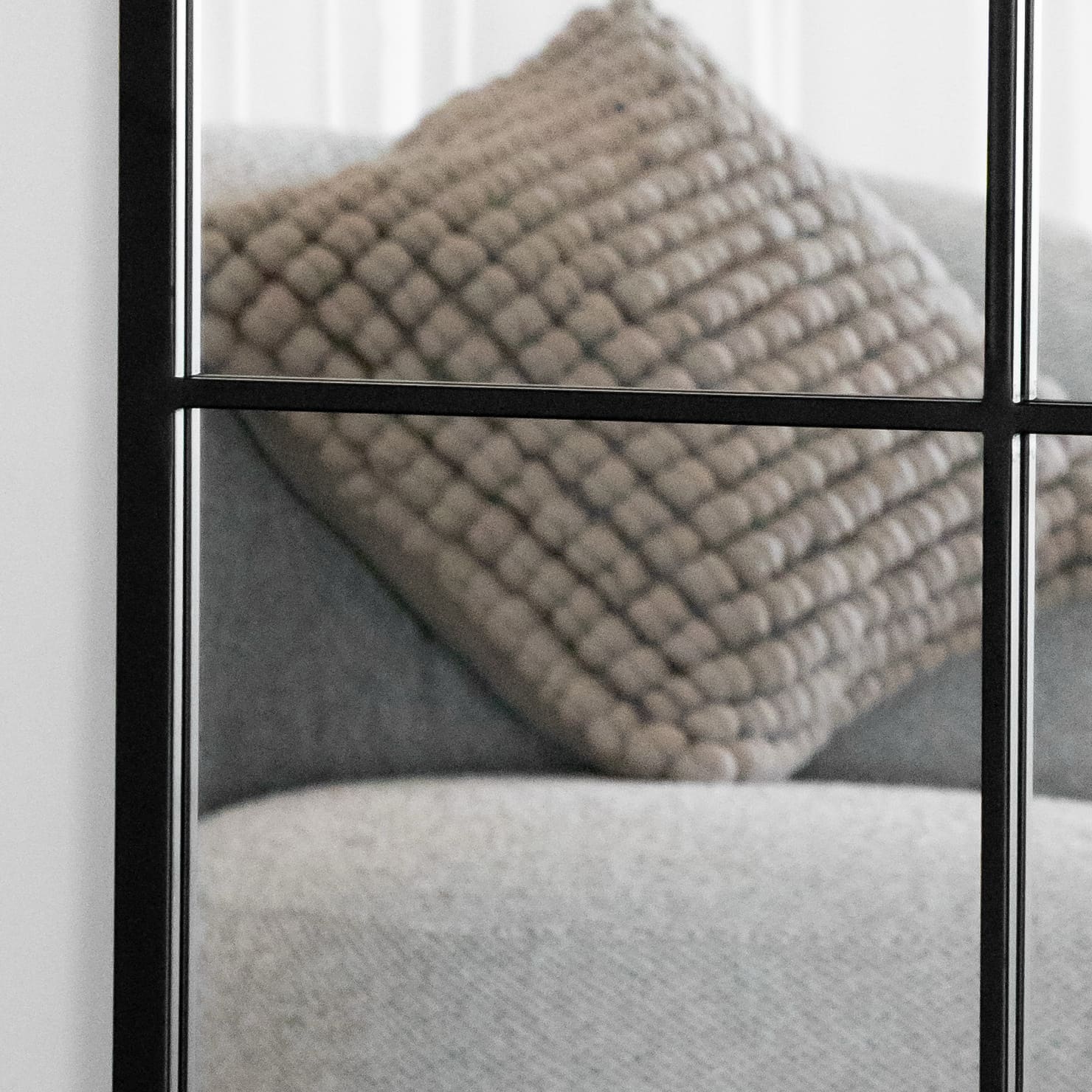 Kyō - Full Length Black Metal Rectangle Lattice Window Mirror - 180cm x 90cm-1