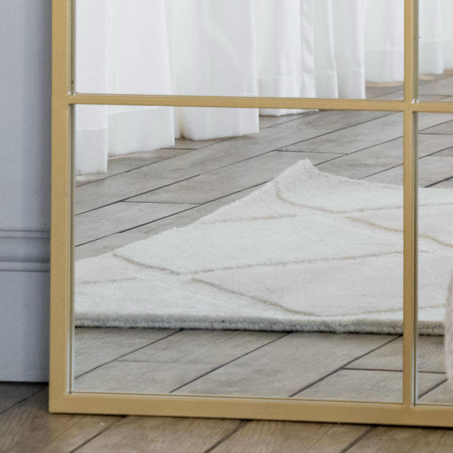 Kyō - Full Length Gold Metal Rectangle Lattice Grid Mirror - 180cm x 90cm.-1