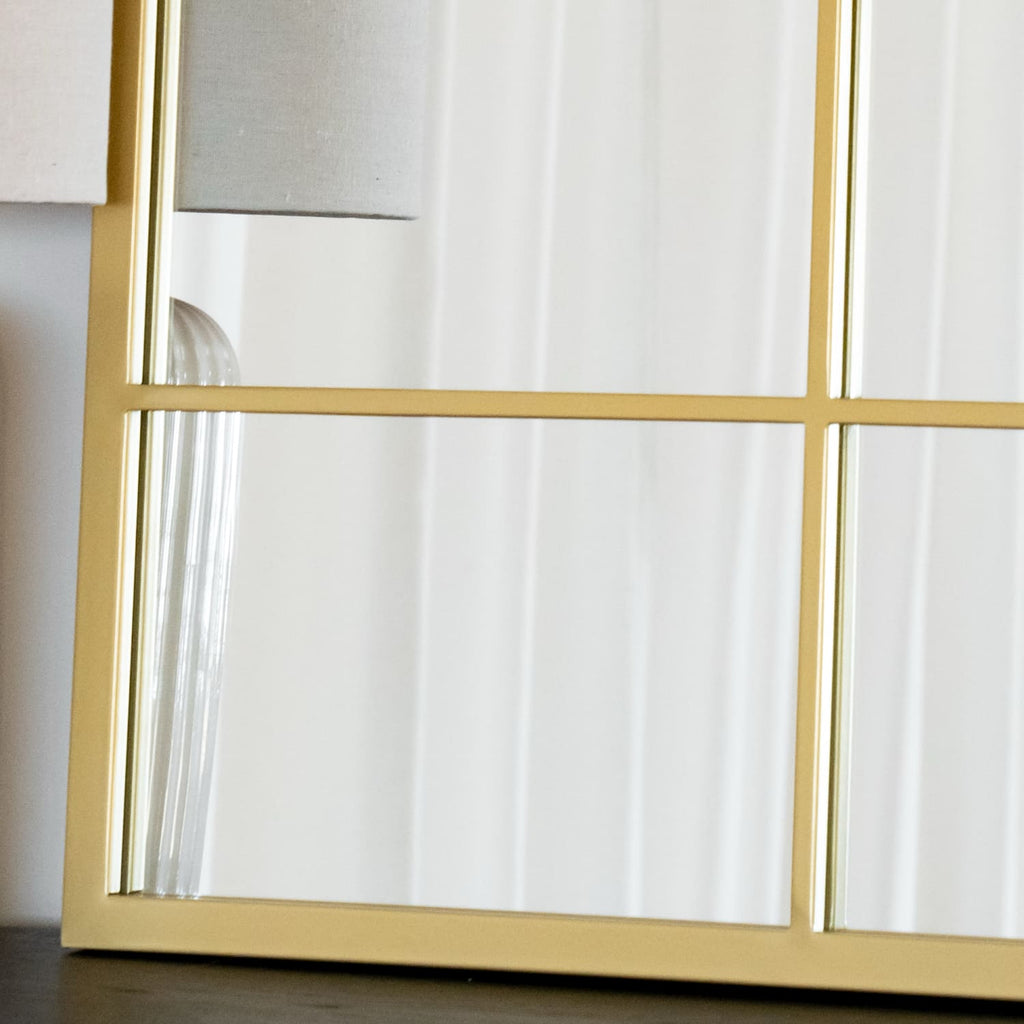 Kyō - Gold Metal Rectangle Lattice Grid Mirror - 120cm x 95cm-2