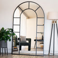 Mio- Full Length Black Metal Arched Window Mirror - 200cm x 120cm-0
