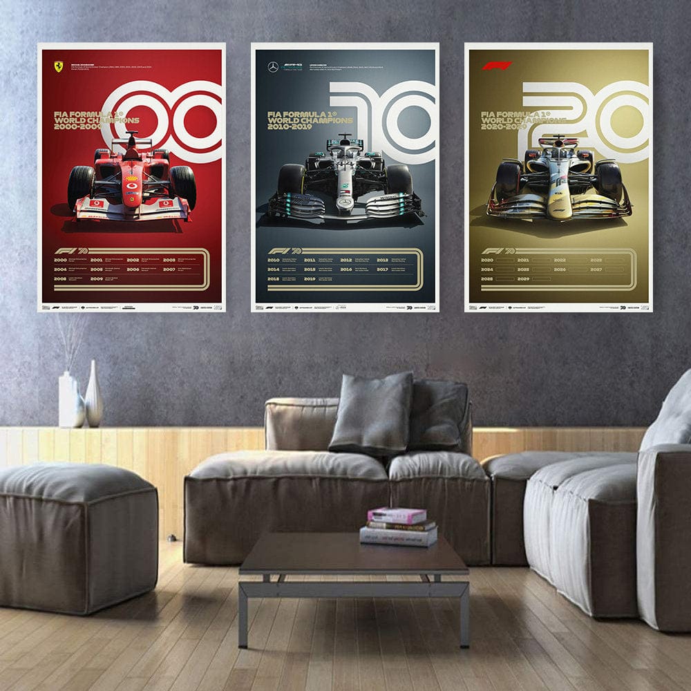 Poster Formel 1 Jahrzehnte Rennwagen Chronologie Legenden · Deko Print ohne Rahmen-0
