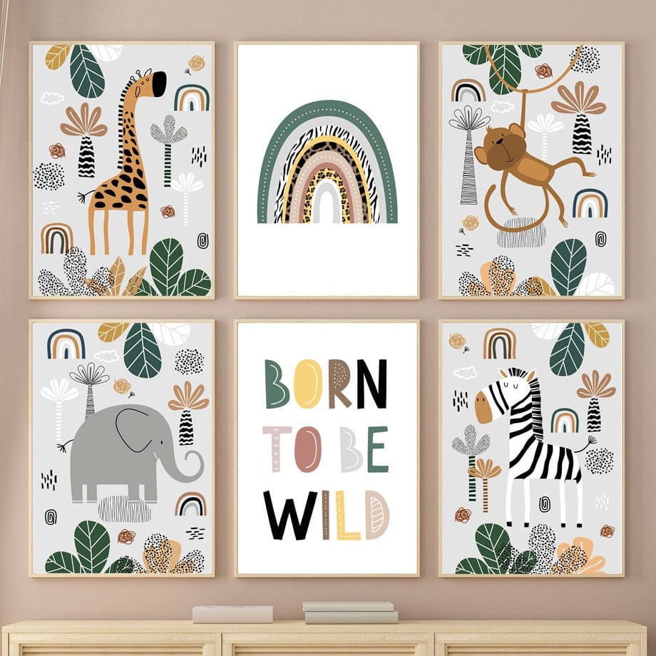 Poster Kinderzimmer Tiere Dschungel Wald · Name Personalisiert · Kinderzimmer Bilder · Wand Deko · Kunst Druck · Deko Print · ohne Rahmen-0