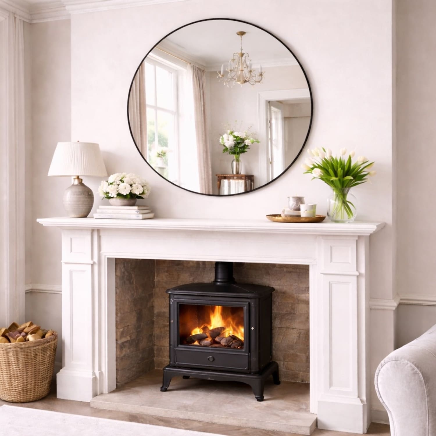 Rei - Extra Large Round Black Metal Circle Mirror - 120cm x 120cm-0