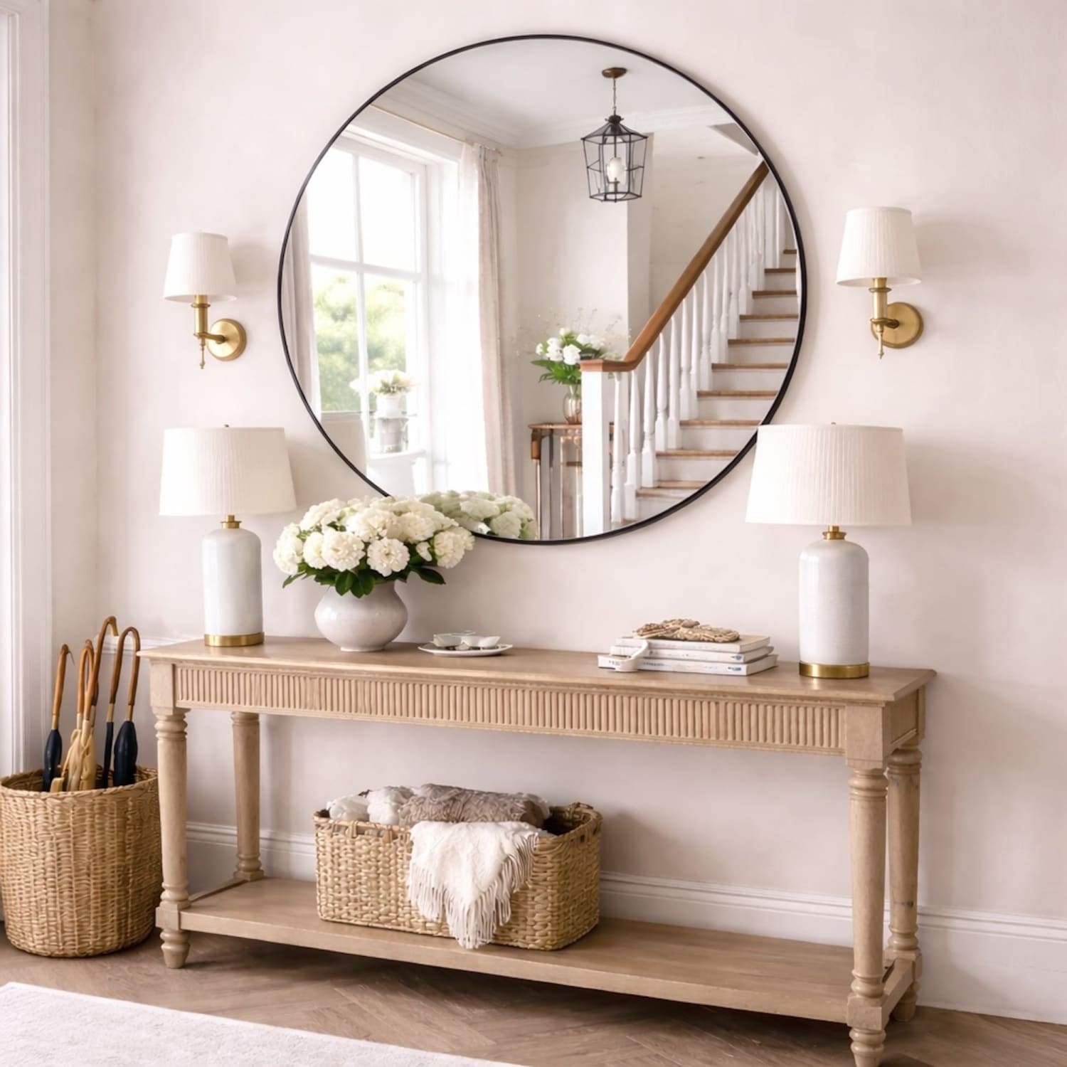 Rei - Extra Large Round Black Metal Circle Mirror - 120cm x 120cm-1