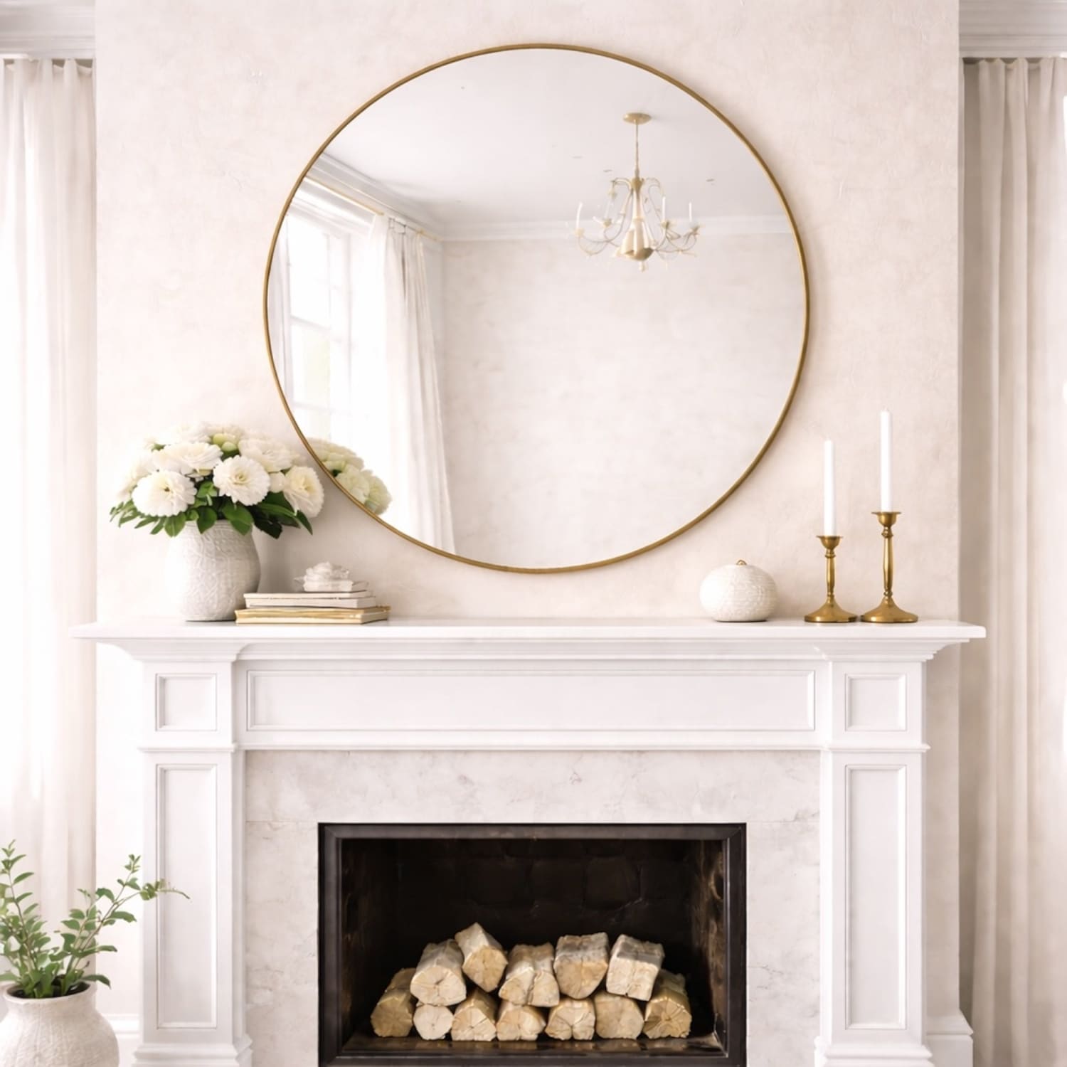 Rei - Extra Large Round Gold Metal Circle Mirror - 120cm x 120cm-1